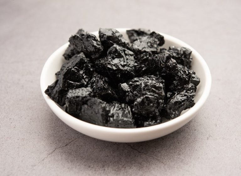 Shilajit is an ayurvedic medicine found primarily in the rocks of the Himalayas. selective focus